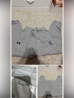 Under Armour Kids Gray Sweat Joggers with Helmet Logo